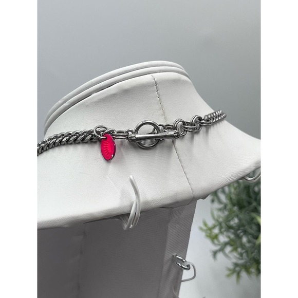 Juicy Couture Limited Edition Rhinestone Silver Tone Chain Statement Necklace - Picture 9 of 14